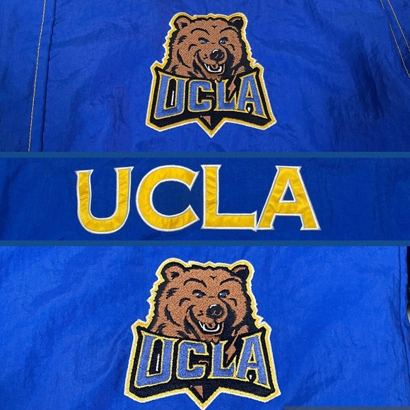 Champion UCLA Bruins Full Zip Jacket Mens Large Blue Yellow Hideaway Hood Coat - Picture 7 of 8